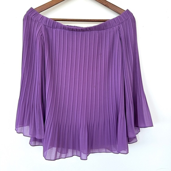 Massimo Dutti off-shoulder top with  3/4 length bell sleeves, pleated, loose fit - Picture 1 of 11